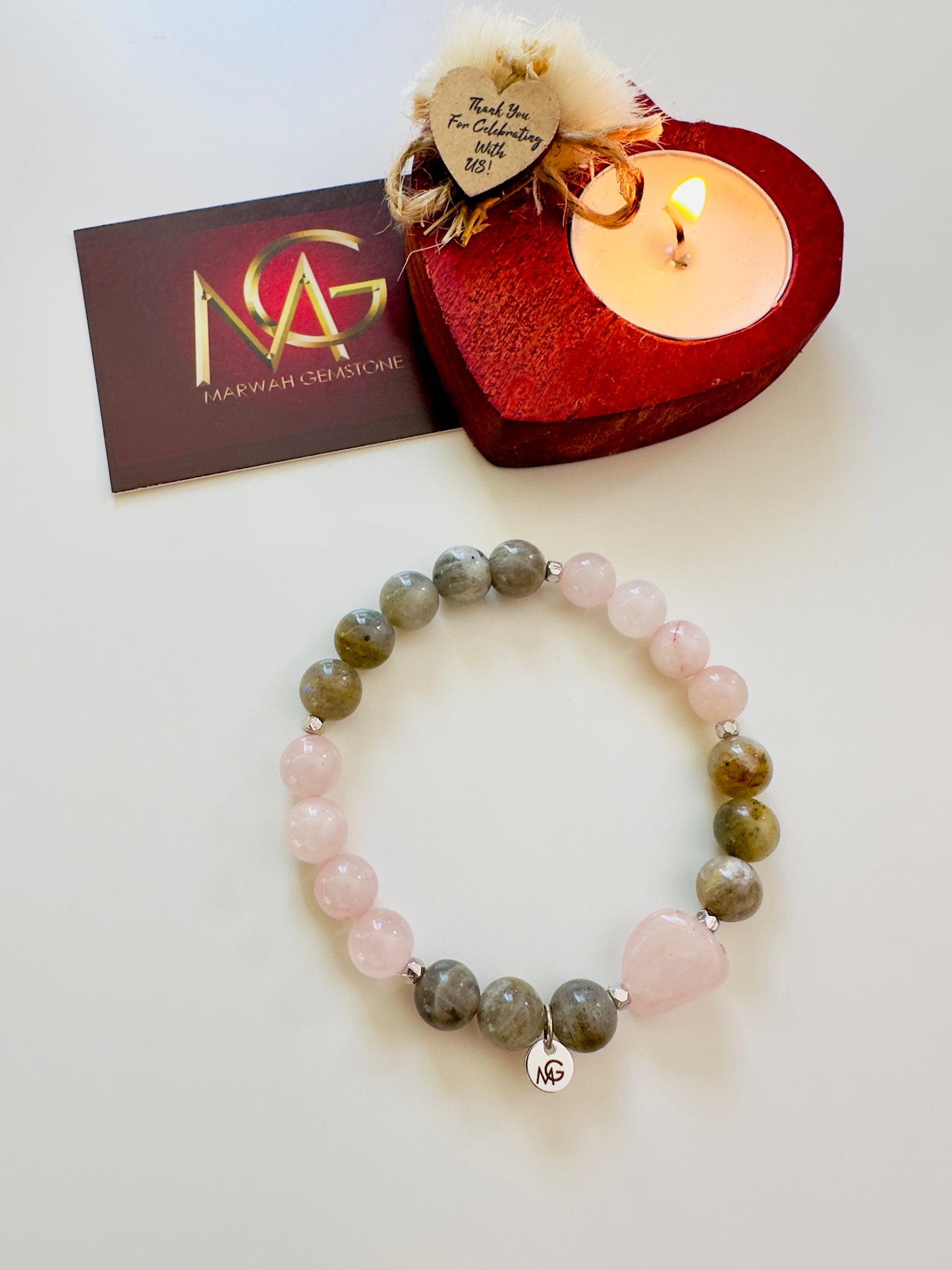 Labradorite - Rose Quartz + Labradorite Couple Bracelets