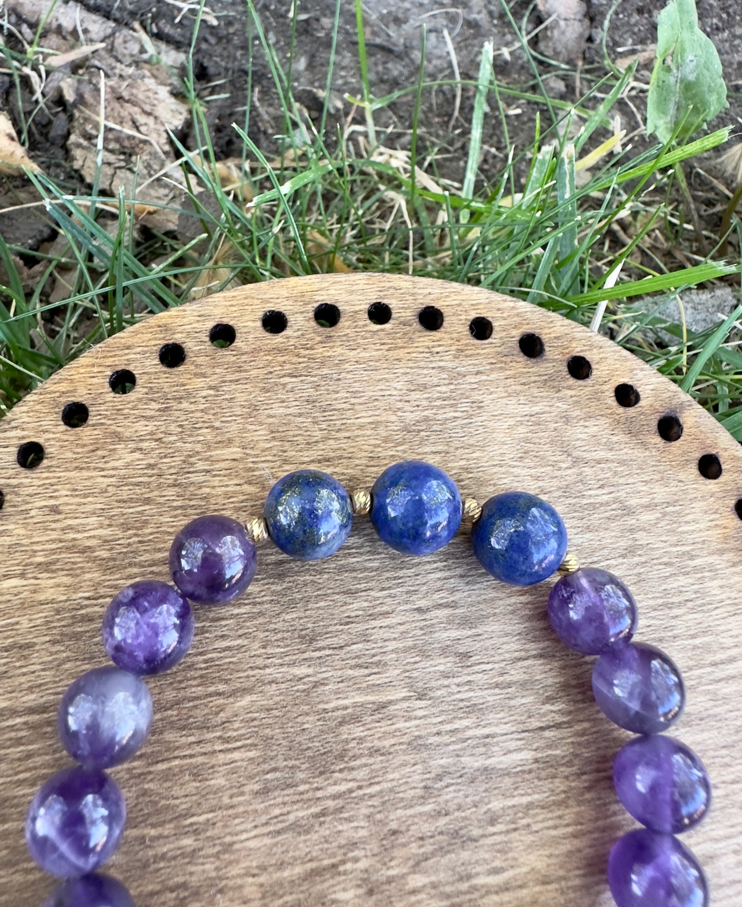 Amethyst-Lapis Lazuli Bracelet (21-K)