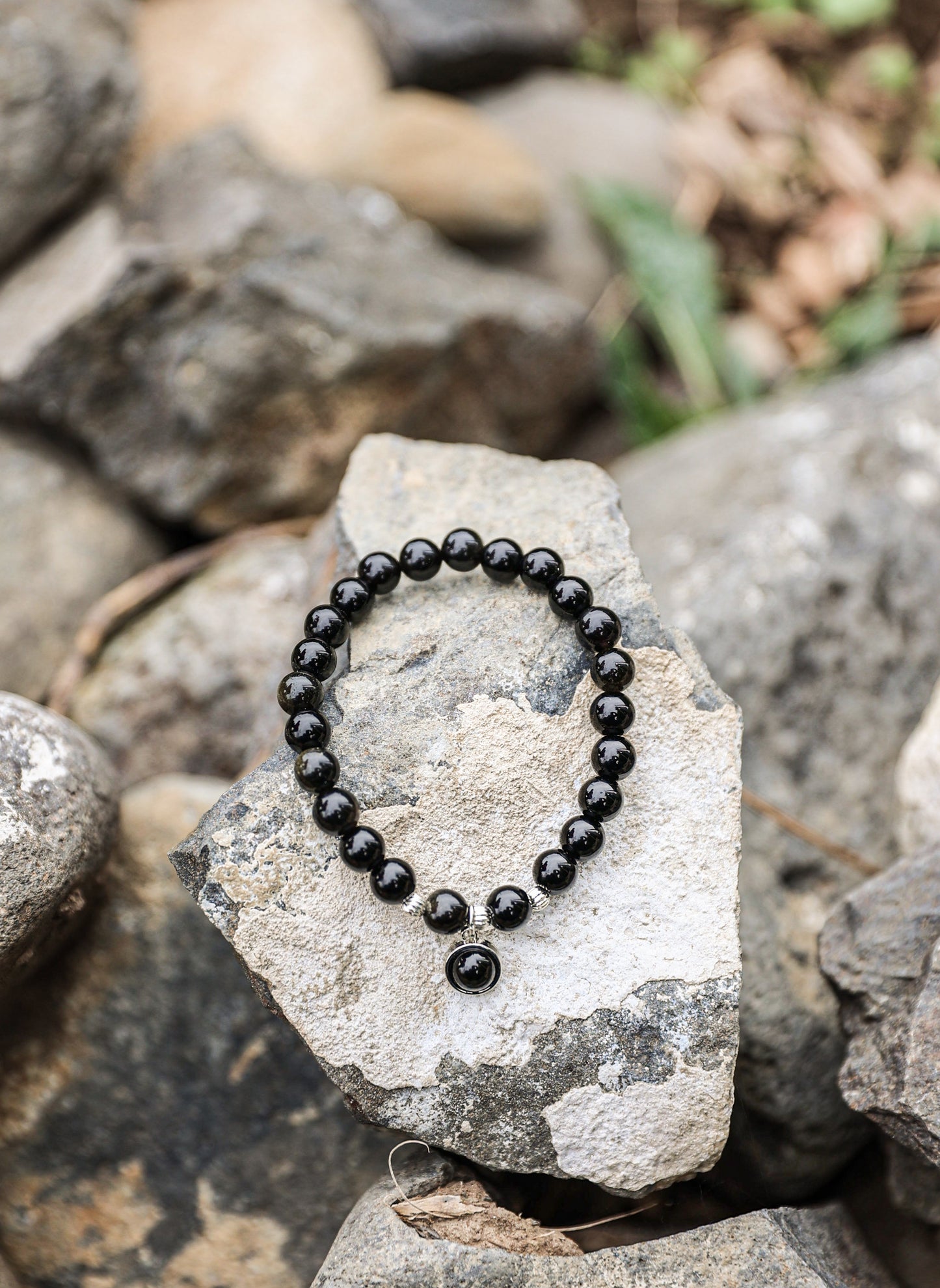 Obsidian Bracelet w/charm