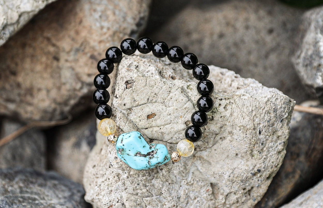 Obsidian-Citrine-Turquoise Bracelet