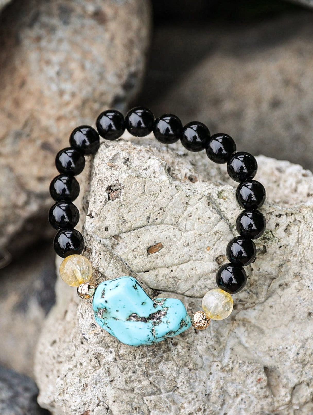 Obsidian-Citrine-Turquoise Bracelet