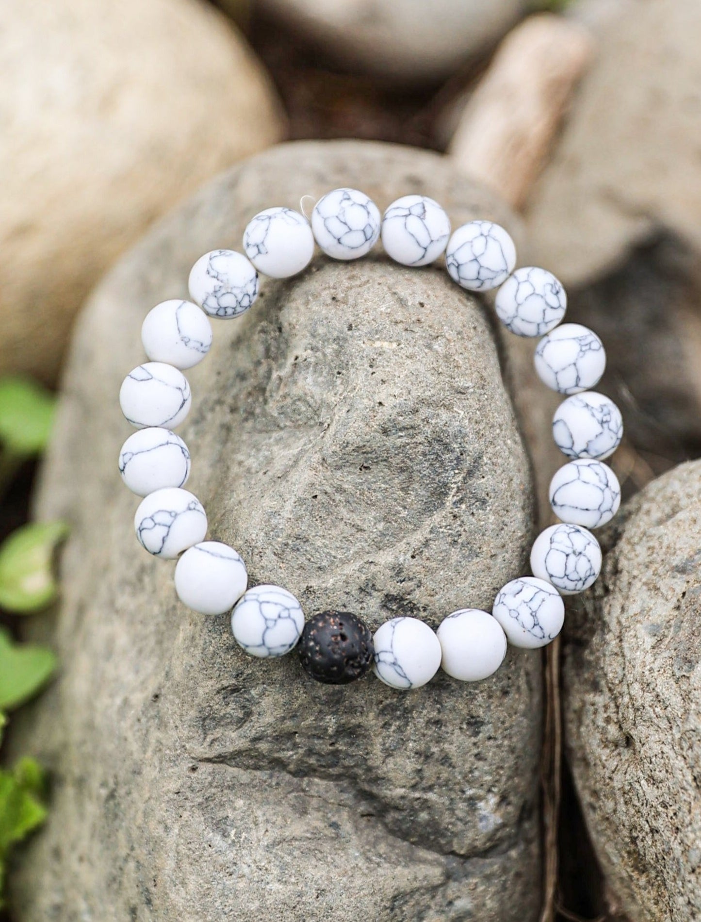 Howlite-Lava Stone Bracelet