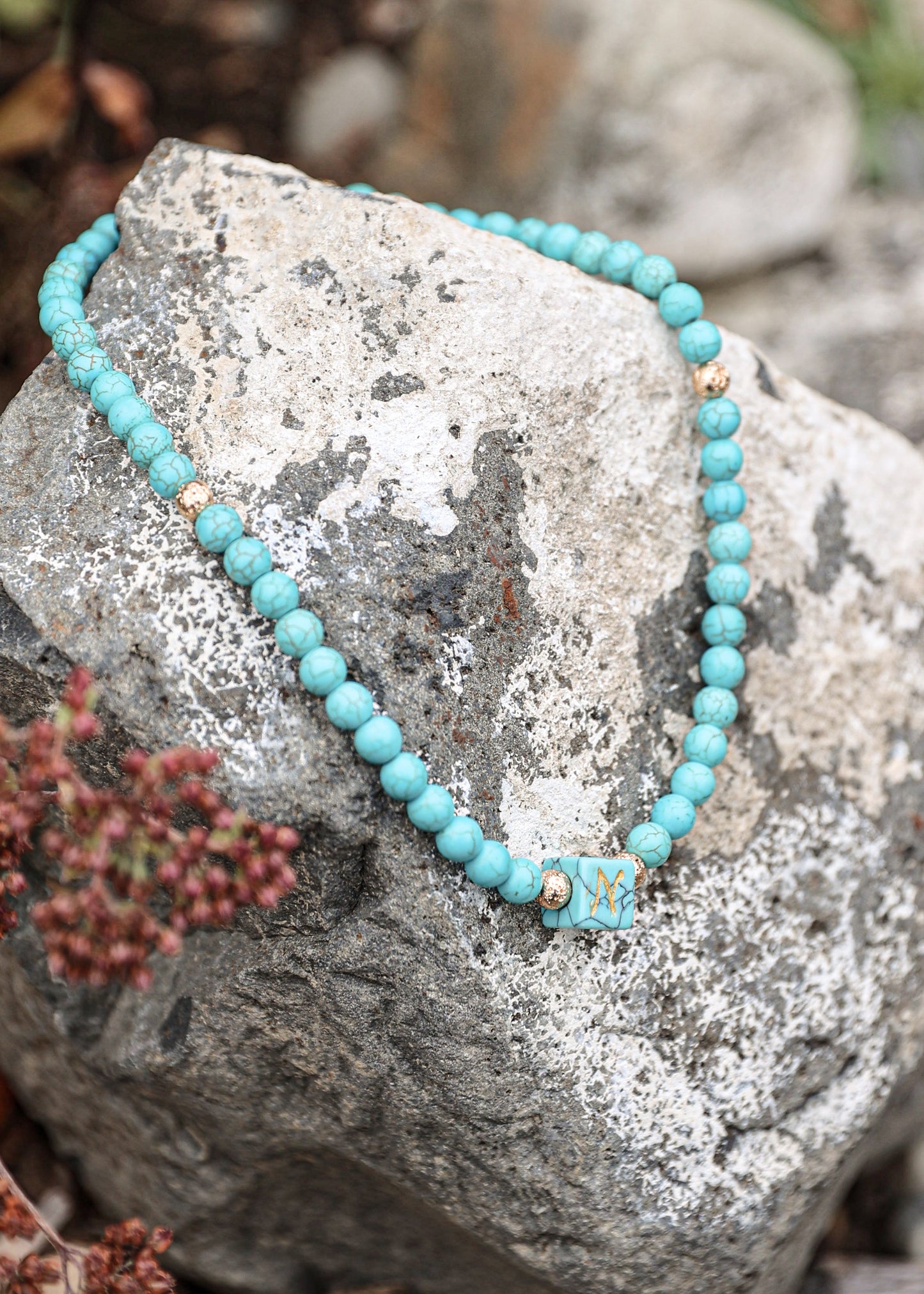 Turquoise Necklace (Cube charm not included)