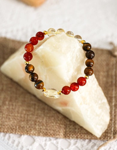 سوار من العقيق الأحمر وعين النمر والسيترين