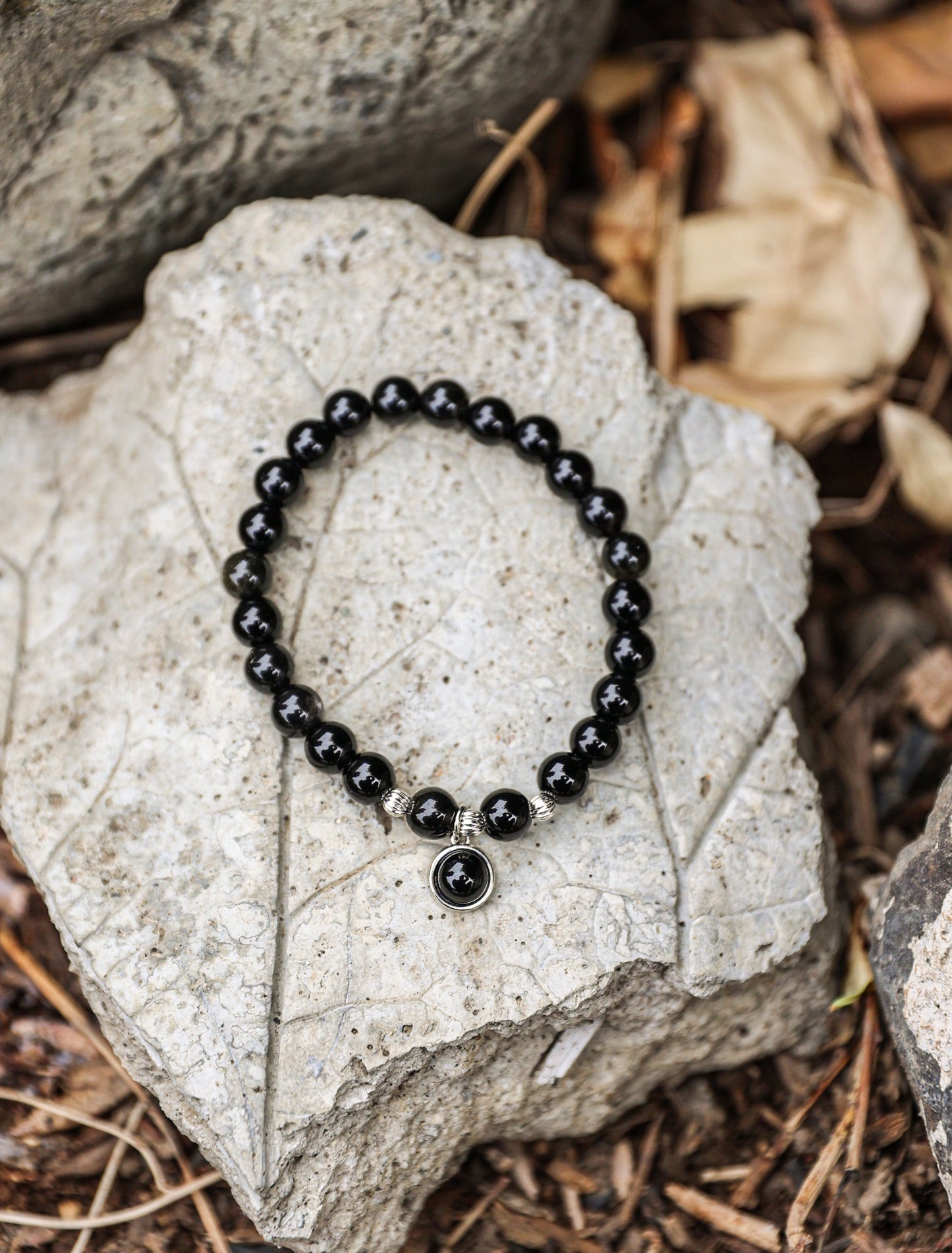 Obsidian Bracelet w/charm