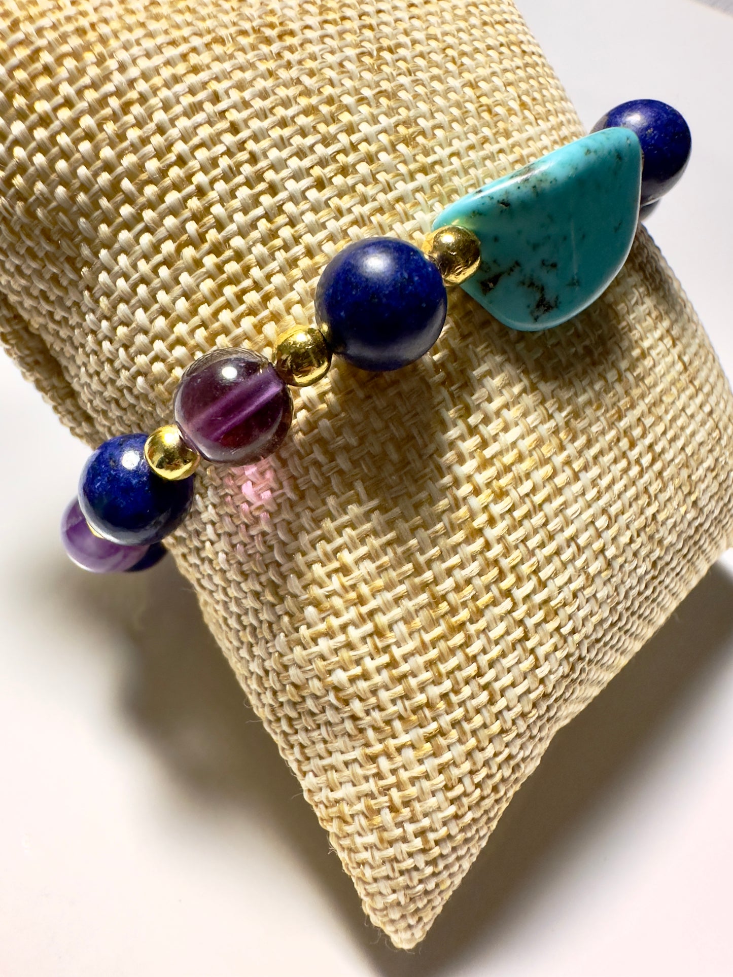 Amethyst-Lapis Lazuli-Raw Turquoise Bracelet