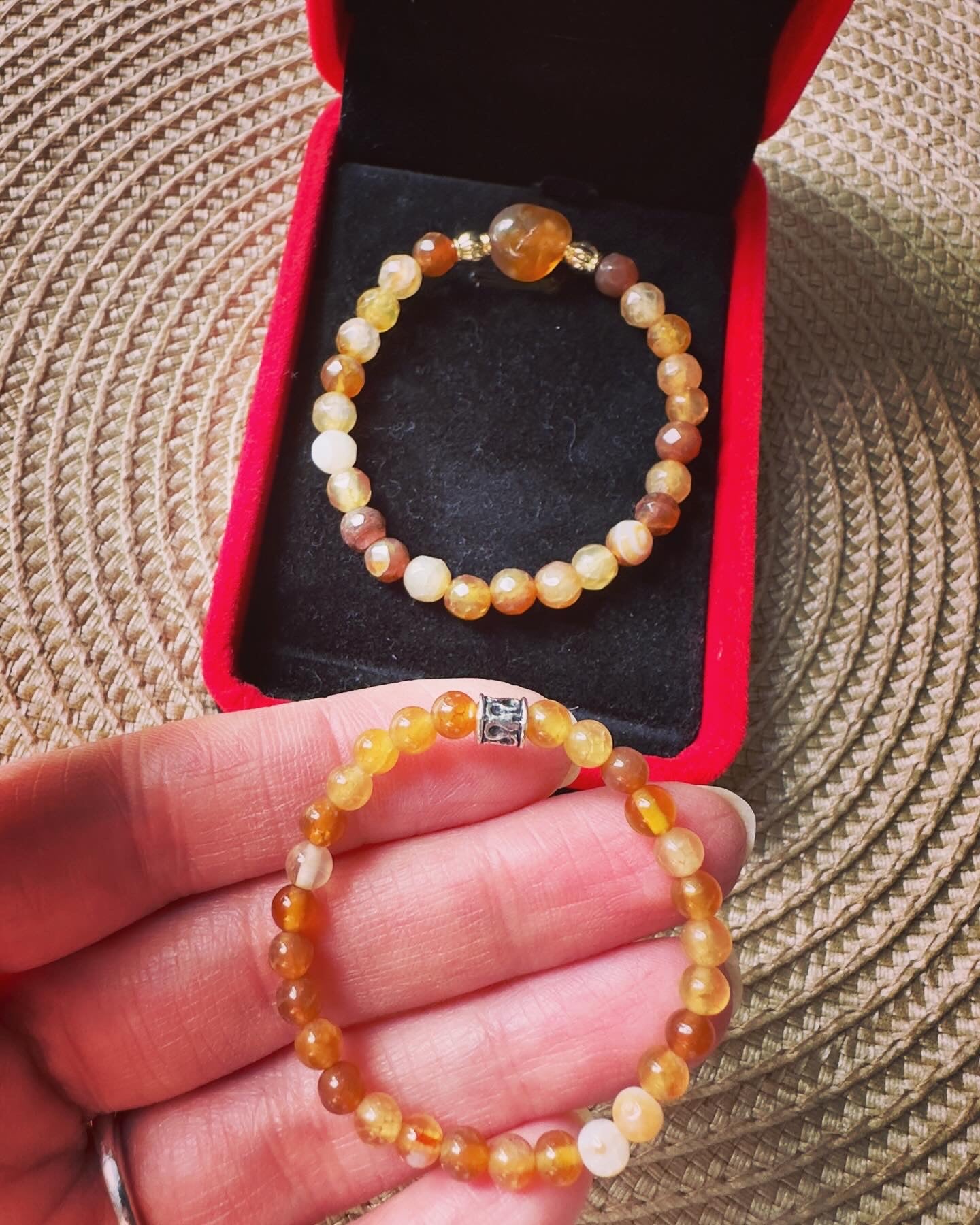 Yellow Agate Mama and Son Bracelet Set