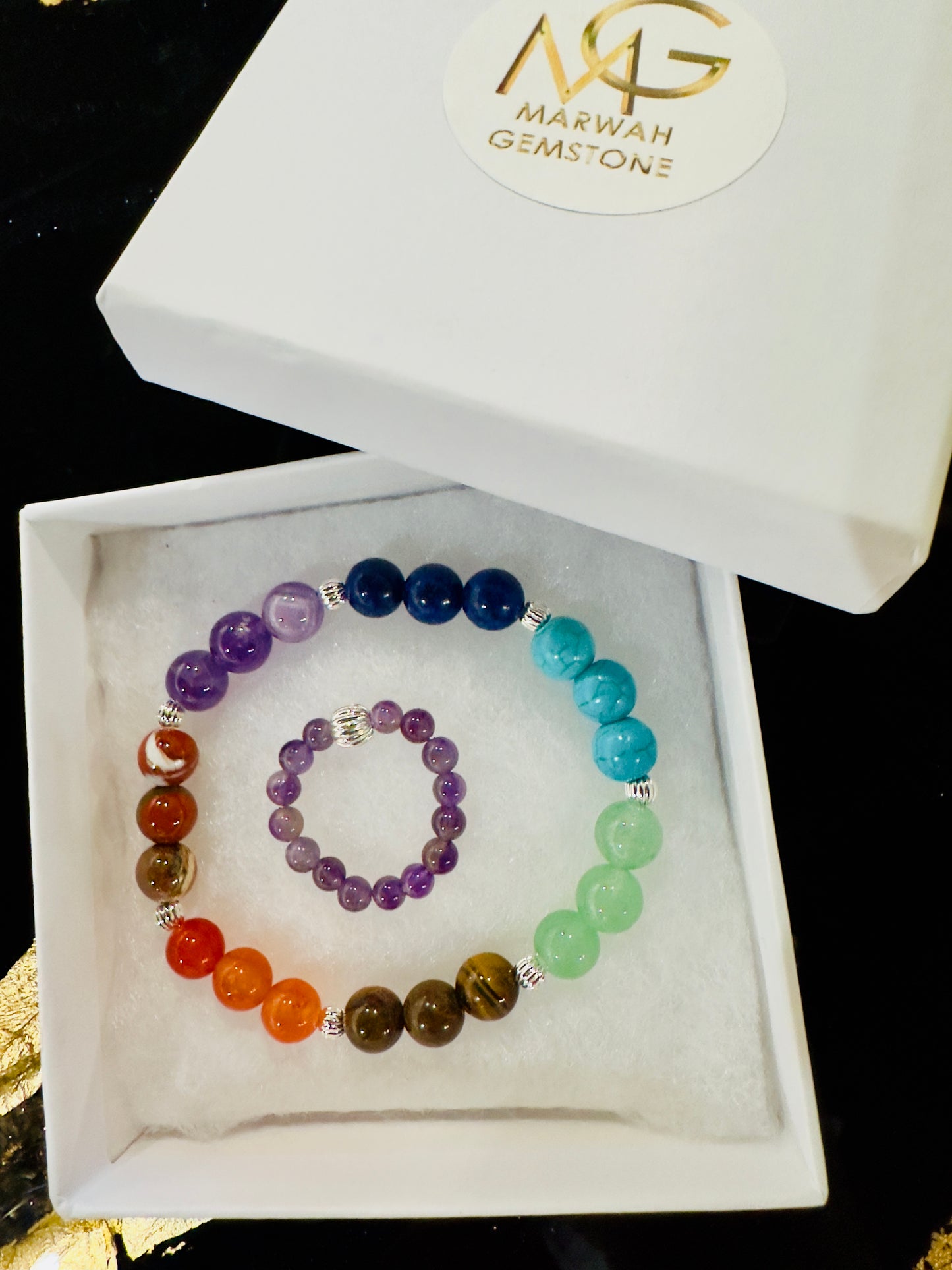 سوار الشاكرا + خاتم الجمشت