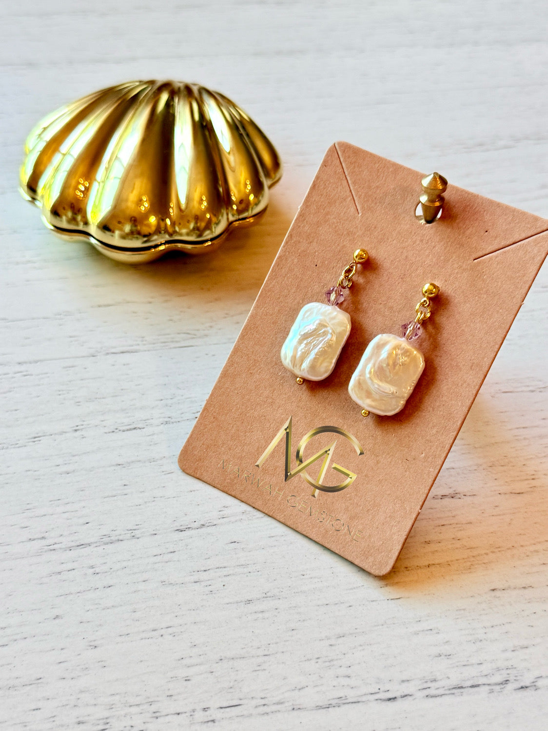 Natural Pearl Earrings with Swarovski Spacers