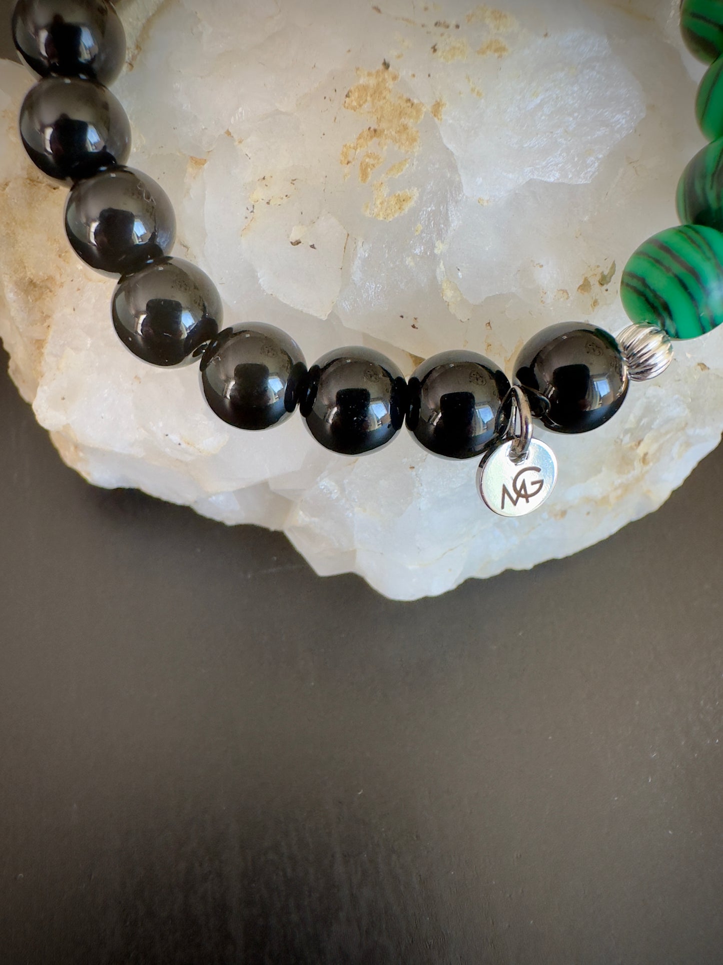 Malachite-Black Agate Bracelet