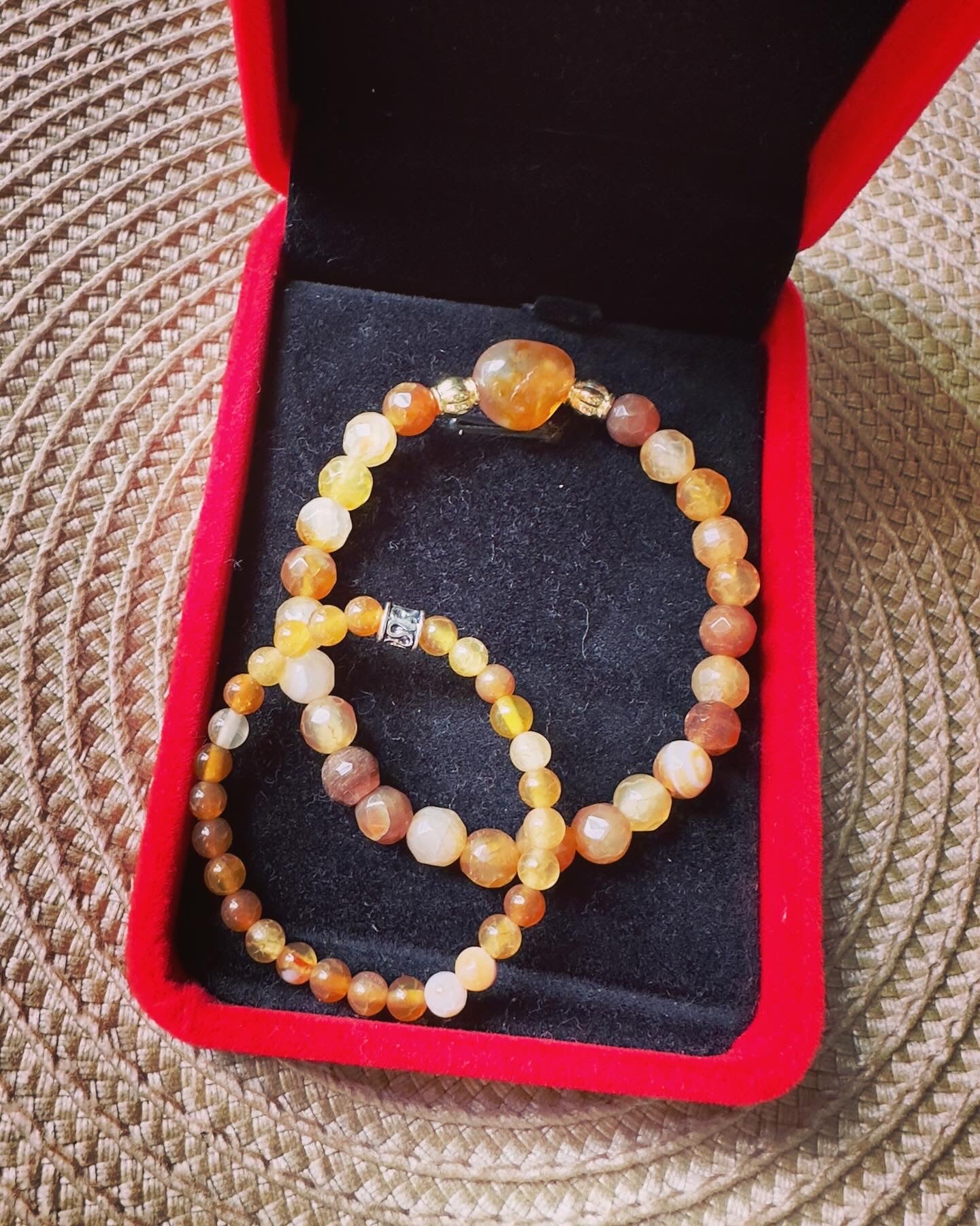 Yellow Agate Mama and Son Bracelet Set