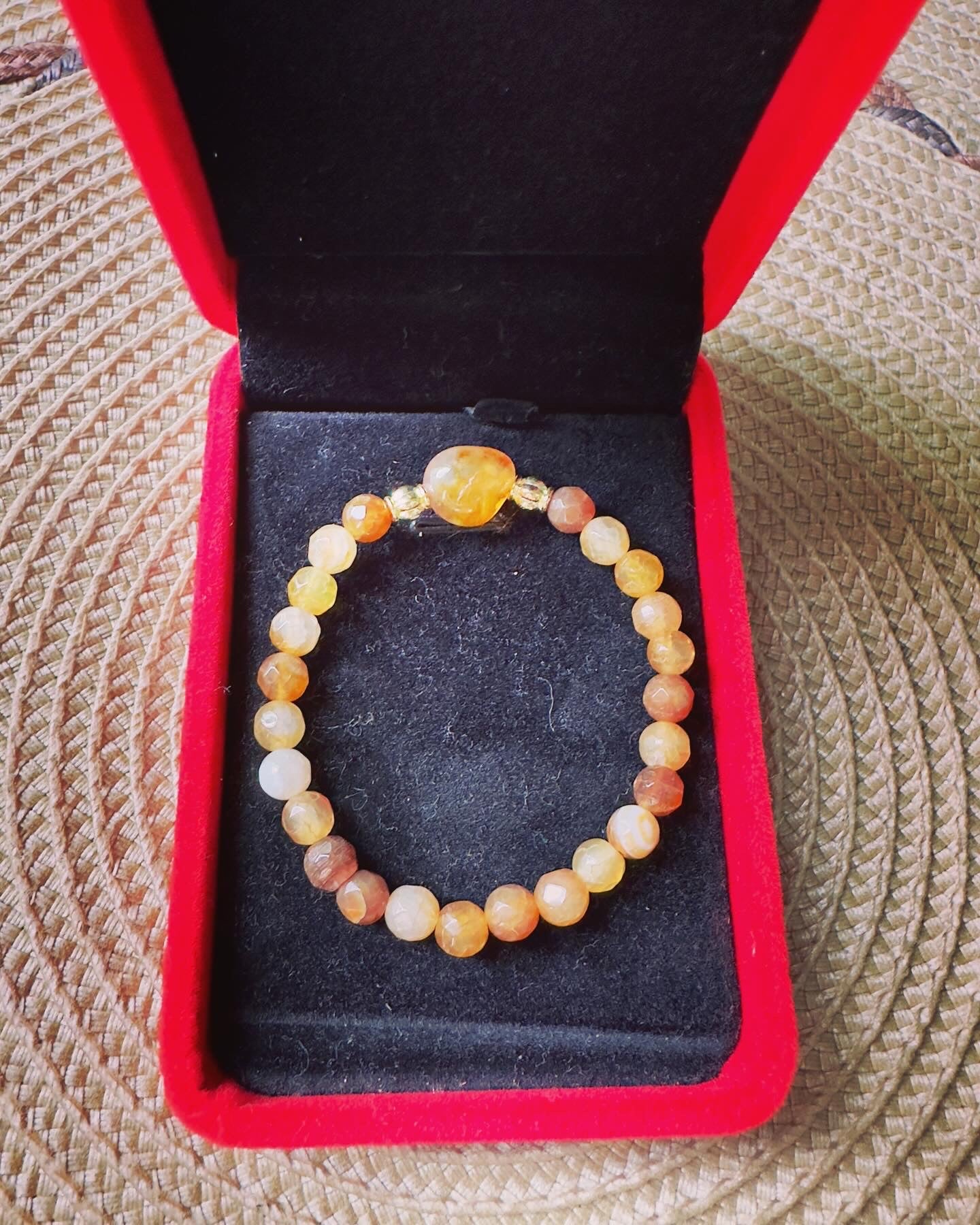 Yellow Agate Mama and Son Bracelet Set