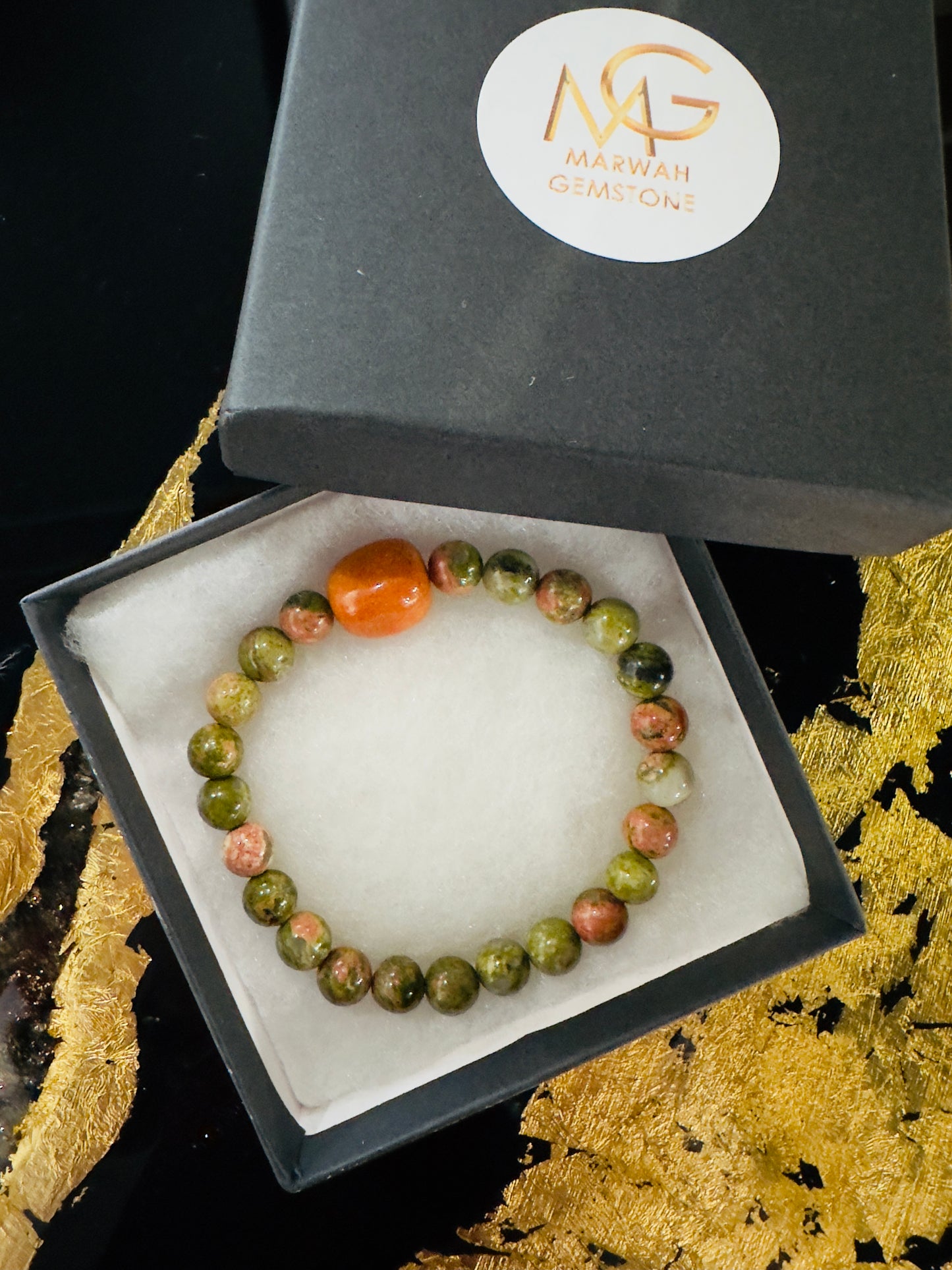 سوار كوارتز Unakite-برتقالي