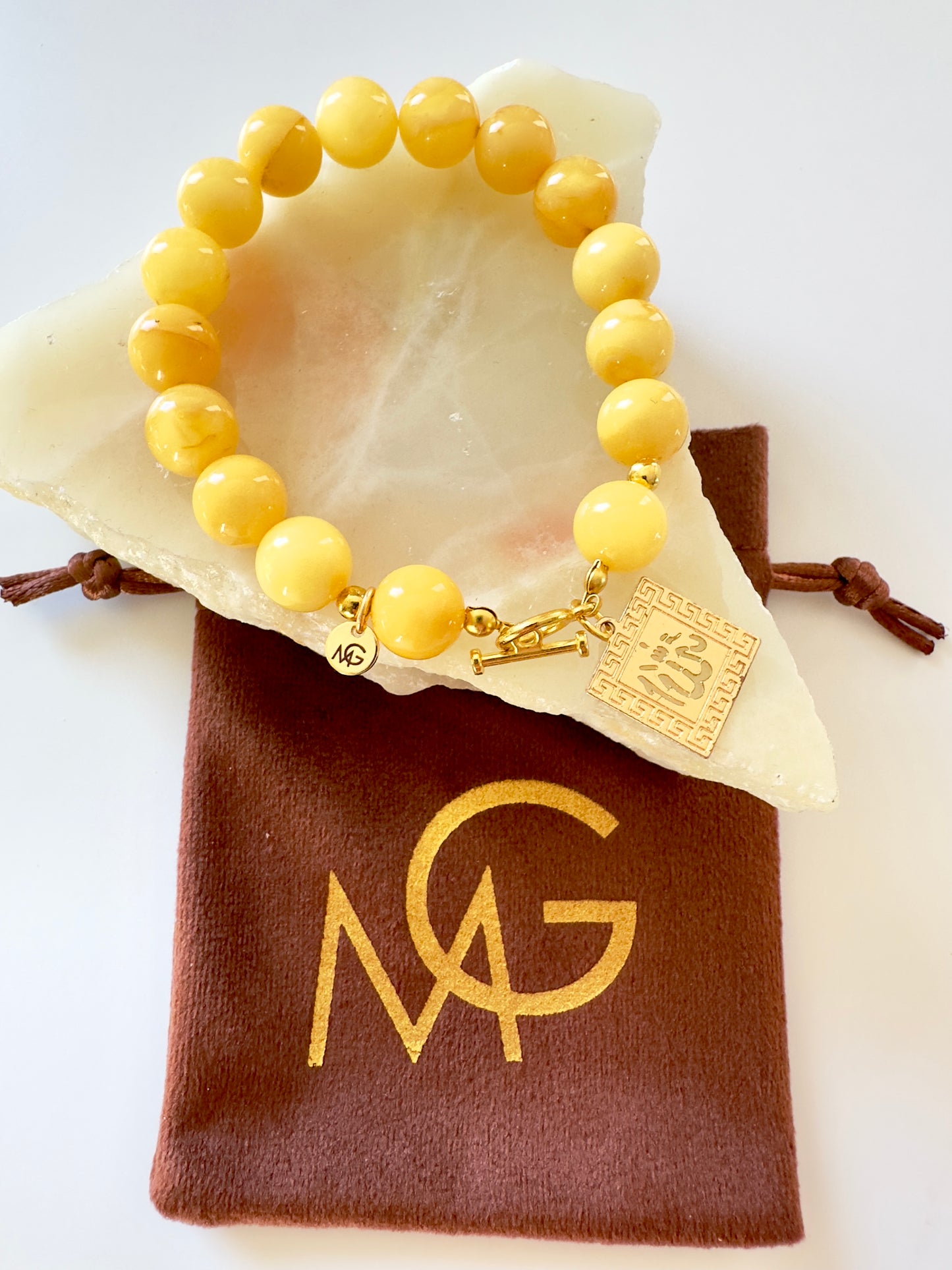 Yellow Amber Bracelet W/ Charm (SOLD OUT)