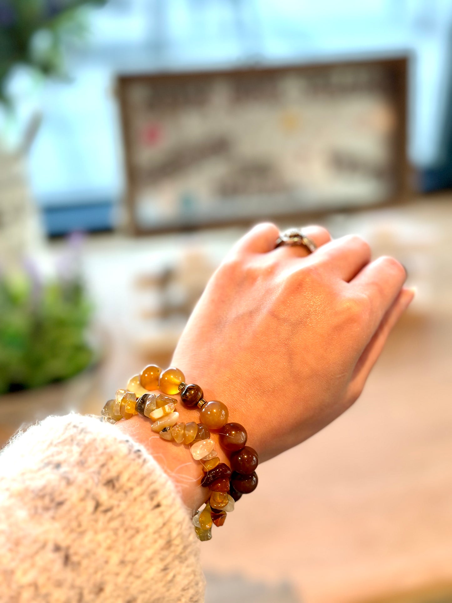 Yellow Agate-Tiger Eye Bracelet