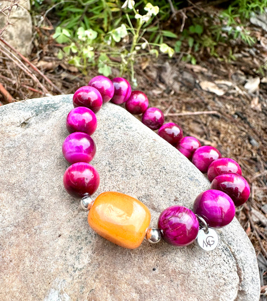 Pink Tiger Eye-Orange Quartz