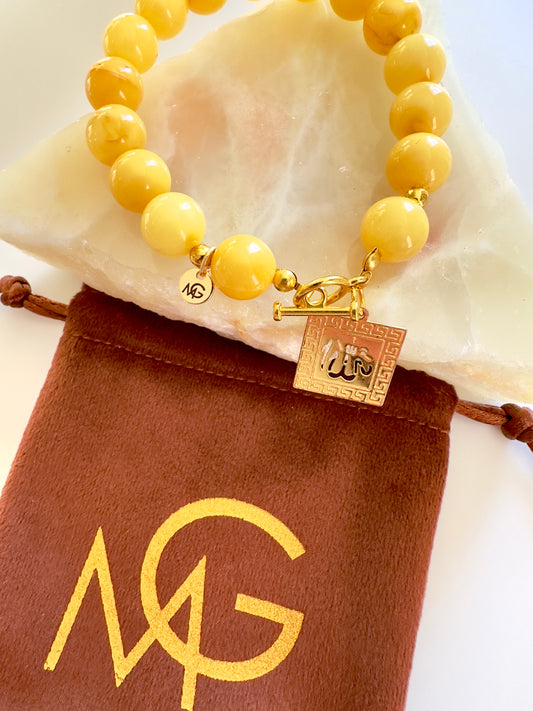 Yellow Amber Bracelet W/ Charm (SOLD OUT)