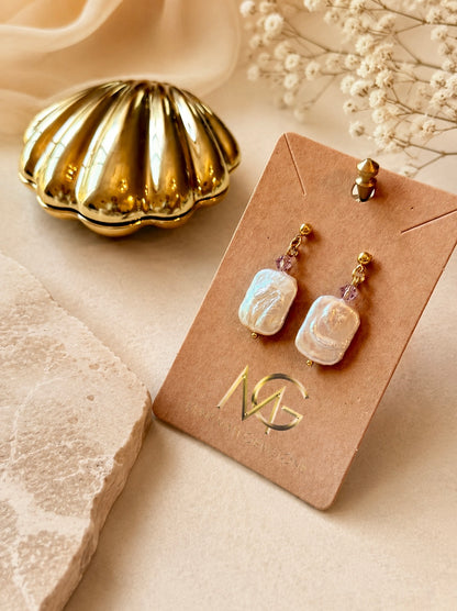 Natural Pearl Earrings with Swarovski Spacers
