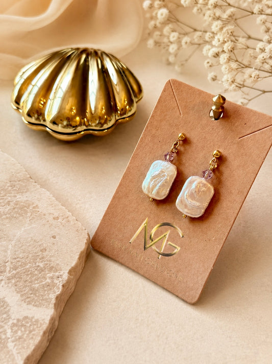 Natural Pearl Earrings with Swarovski Spacers
