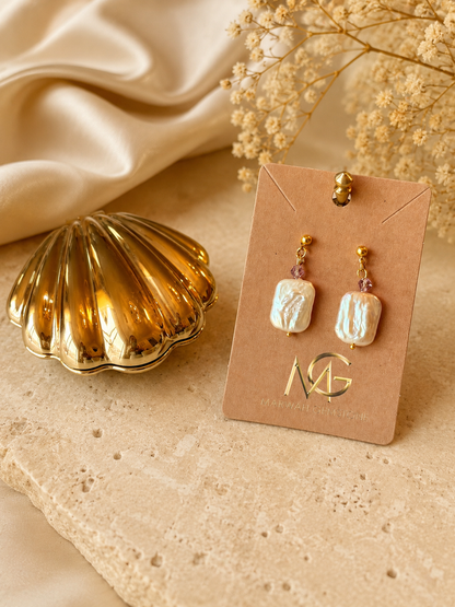 Natural Pearl Earrings with Swarovski Spacers