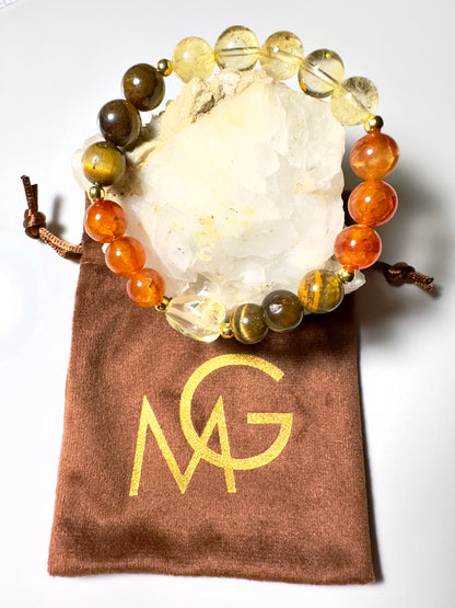 Tiger eye- Citrine-Red Agate Bracelet