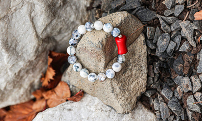 Tree Agate-Coral Bracelet