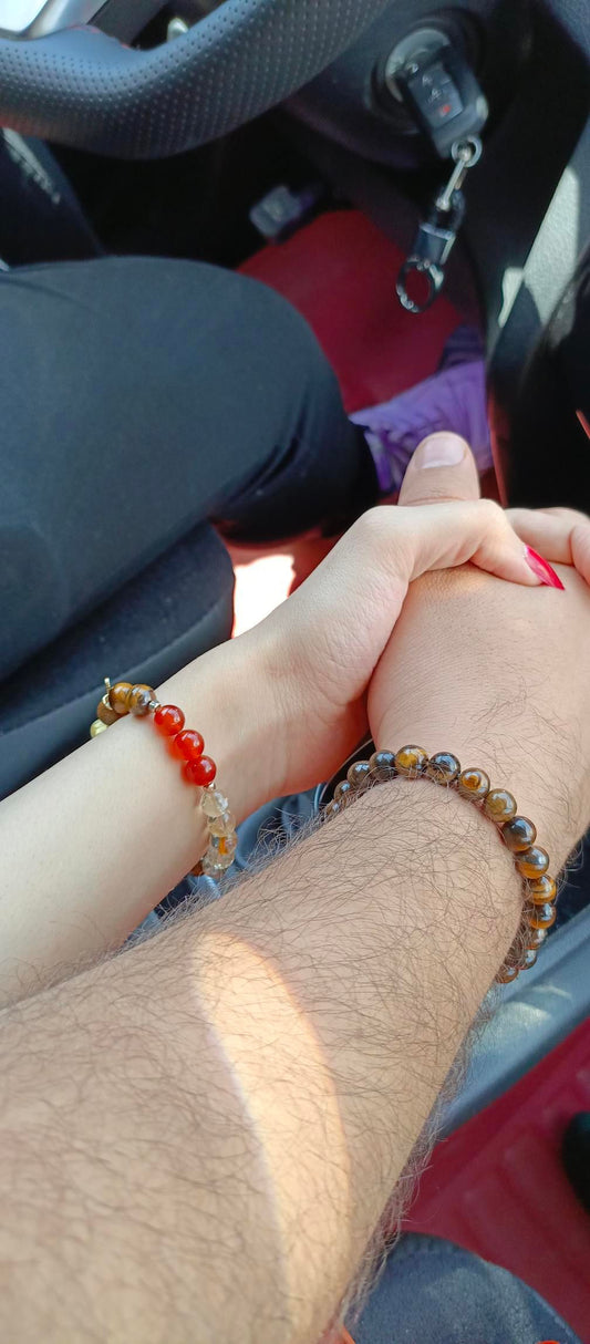 Tiger Eye-Red Agate-Citrine Woman+Man Bracelet Set