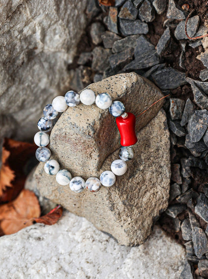 Tree Agate-Coral Bracelet