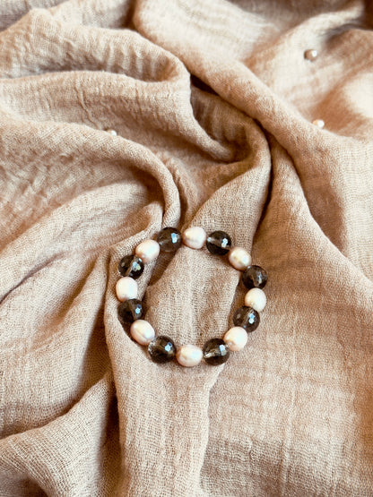 Freshwater Pearl - Smokey Quartz Bracelet
