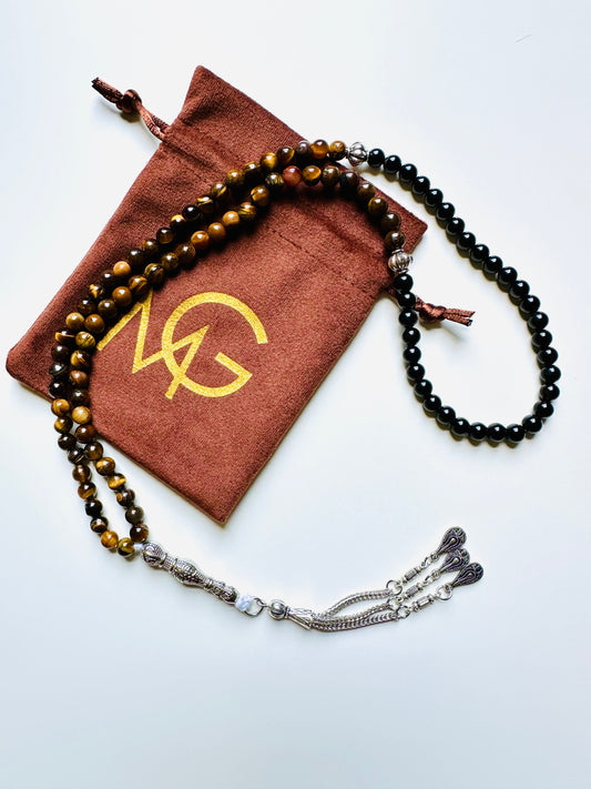 Black Agate-Tiger Eye 6mm Misbaha