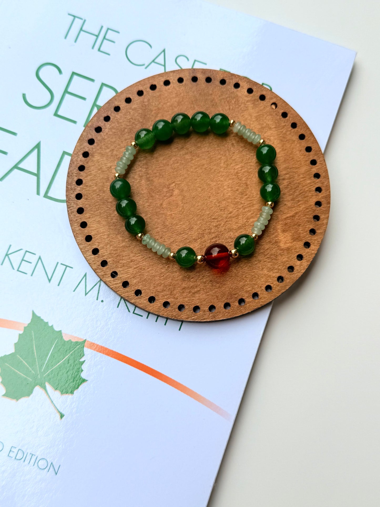 Green Aventurine - Green Jade - Natural Amber Bracelet