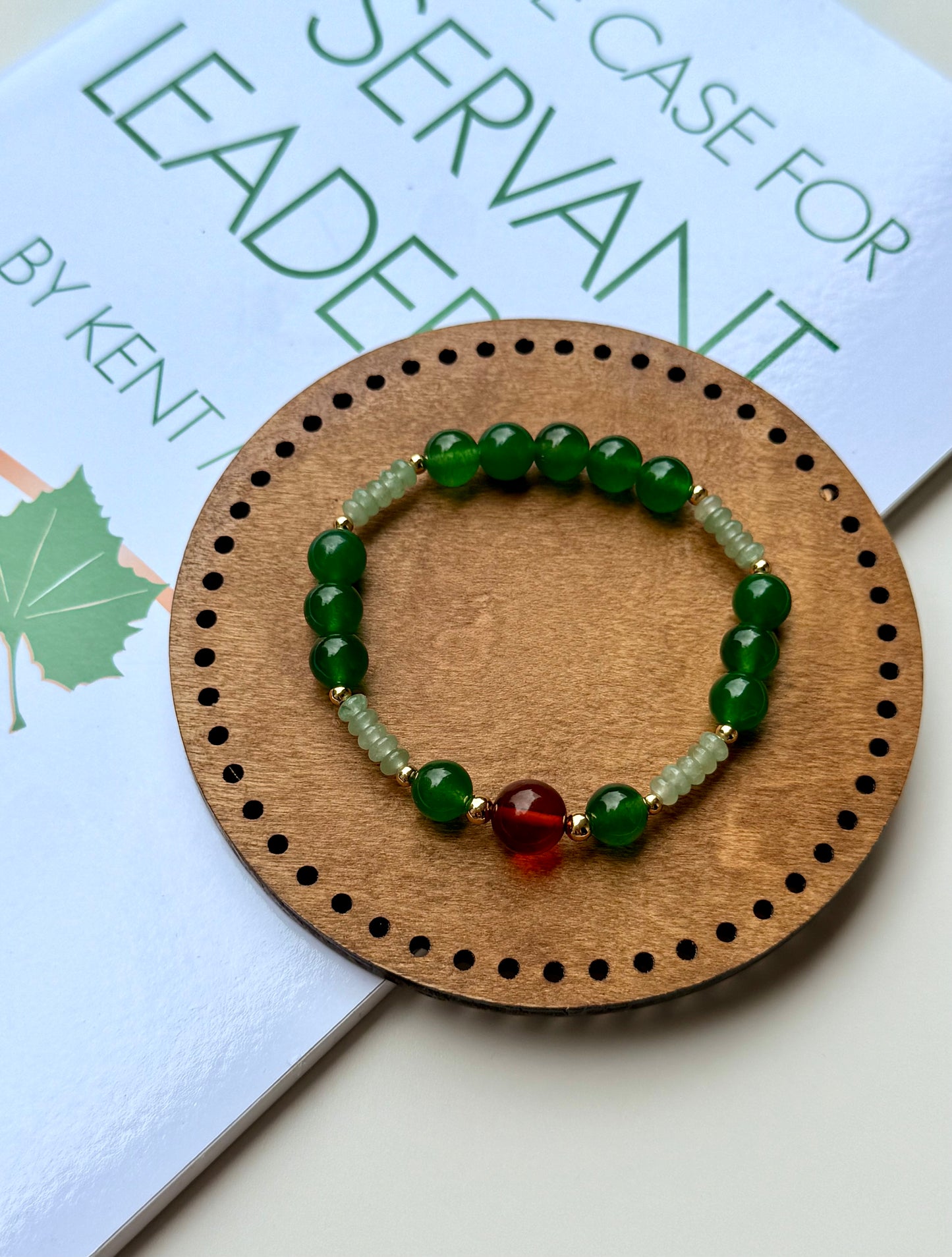 Green Aventurine - Green Jade - Natural Amber Bracelet