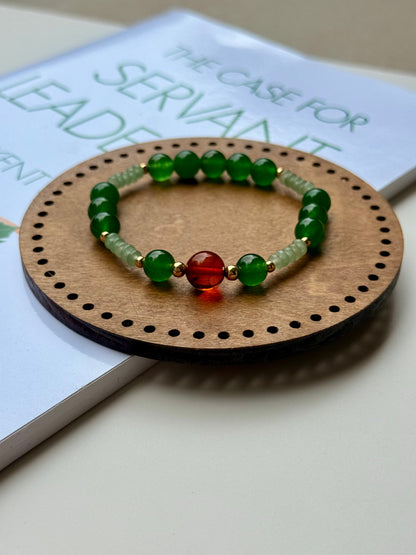 Green Aventurine - Green Jade - Natural Amber Bracelet