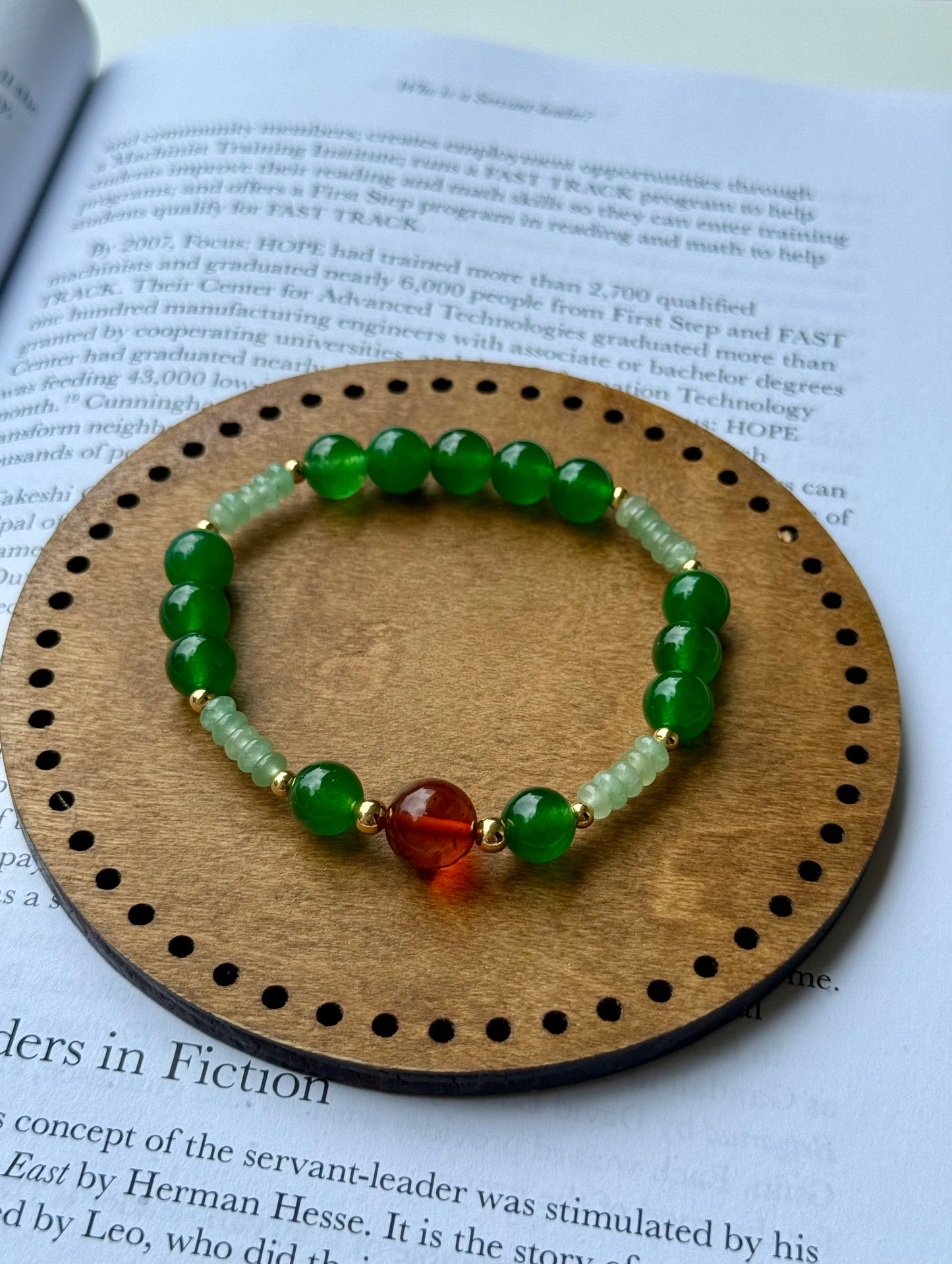 Green Aventurine - Green Jade - Natural Amber Bracelet