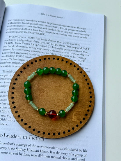 Green Aventurine - Green Jade - Natural Amber Bracelet