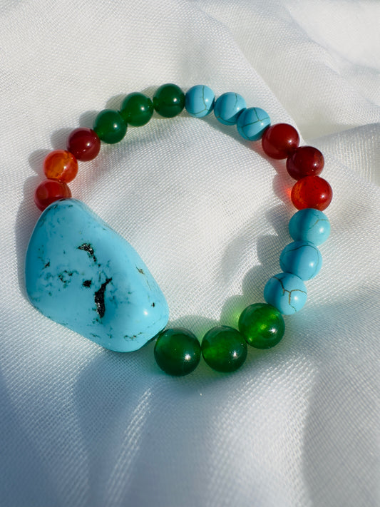Red Agate-Green Jade-Turquoise