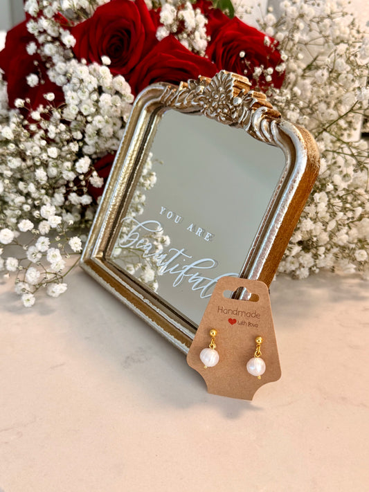 Plated Gold 18-K Natural Pearl Earrings