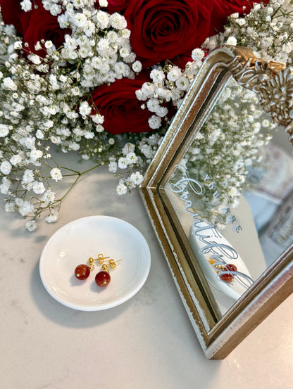 Plated Gold 18-K Red Agate Earrings