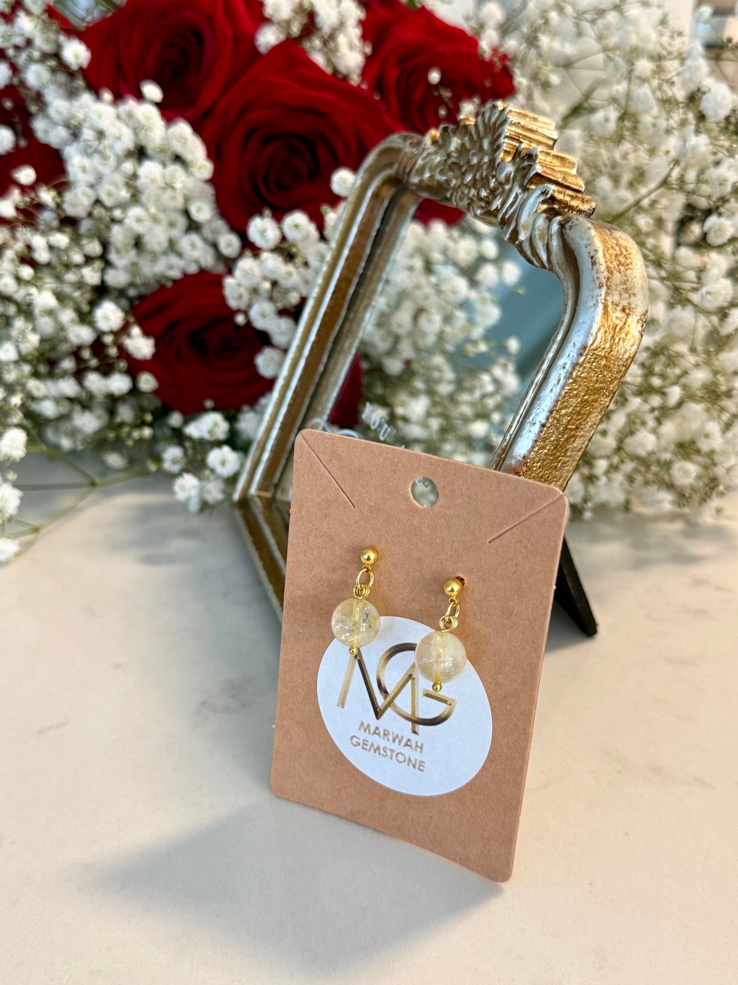 Plated Gold 18-K Citrine Earrings