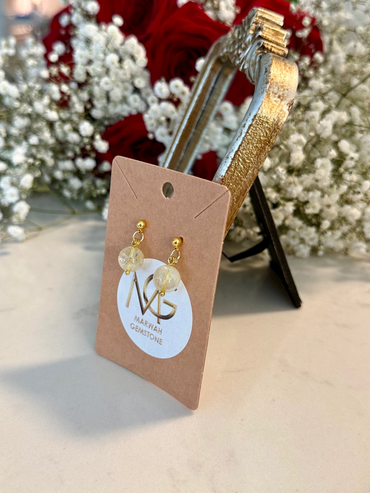 Plated Gold 18-K Citrine Earrings