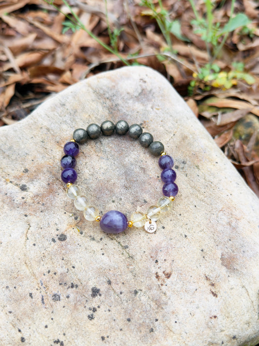 Amethyst - Pyrite - Citrine Bracelet
