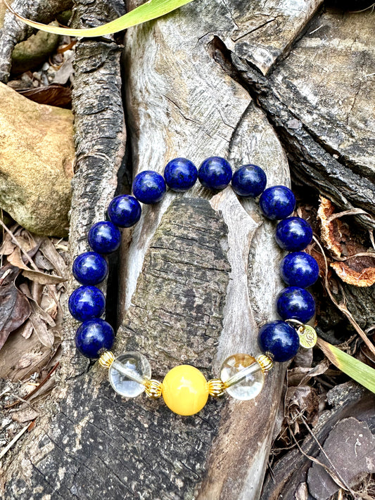 Lapis Lazuli-Citrine-Amber Bracelet