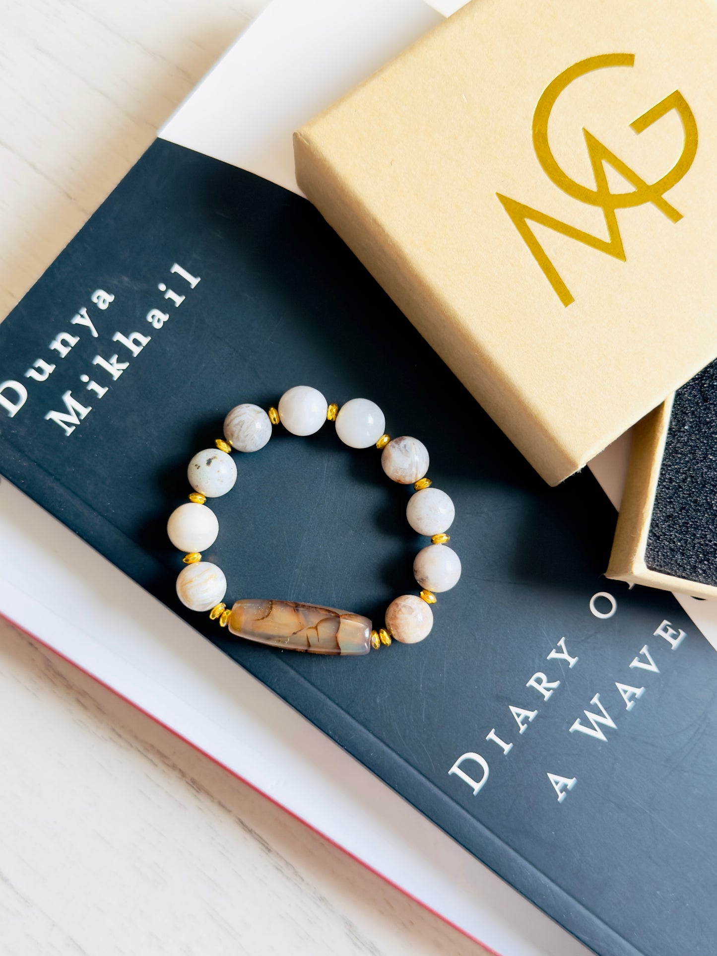 Agate Bracelet with Hematite Bracelet