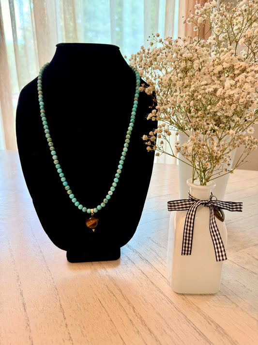 Turquoise - Tiger Eye 22-Inch Necklace