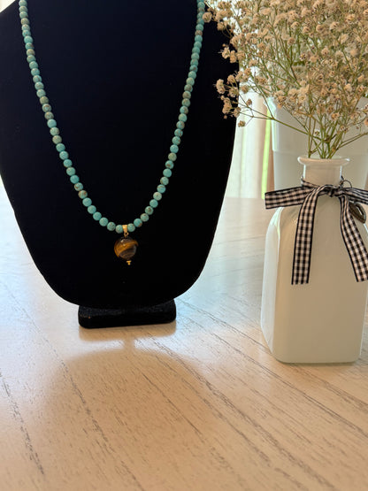Turquoise - Tiger Eye 22-Inch Necklace