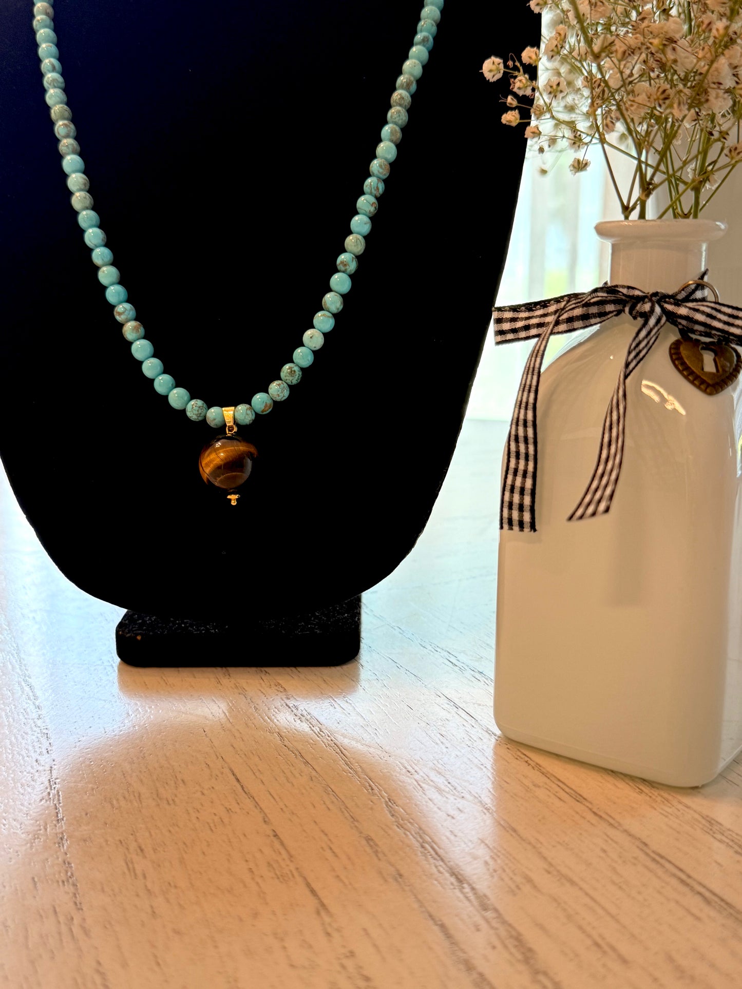 Turquoise - Tiger Eye 22-Inch Necklace
