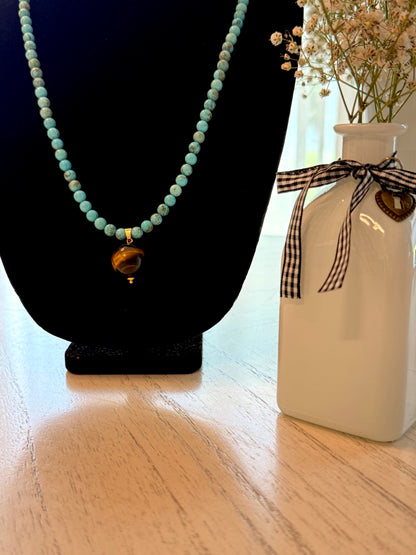 Turquoise - Tiger Eye 22-Inch Necklace