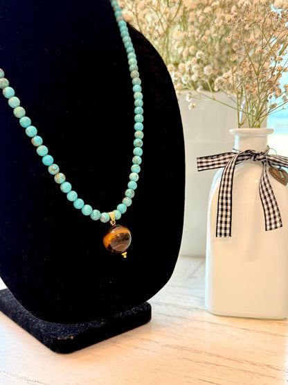 Turquoise - Tiger Eye 22-Inch Necklace