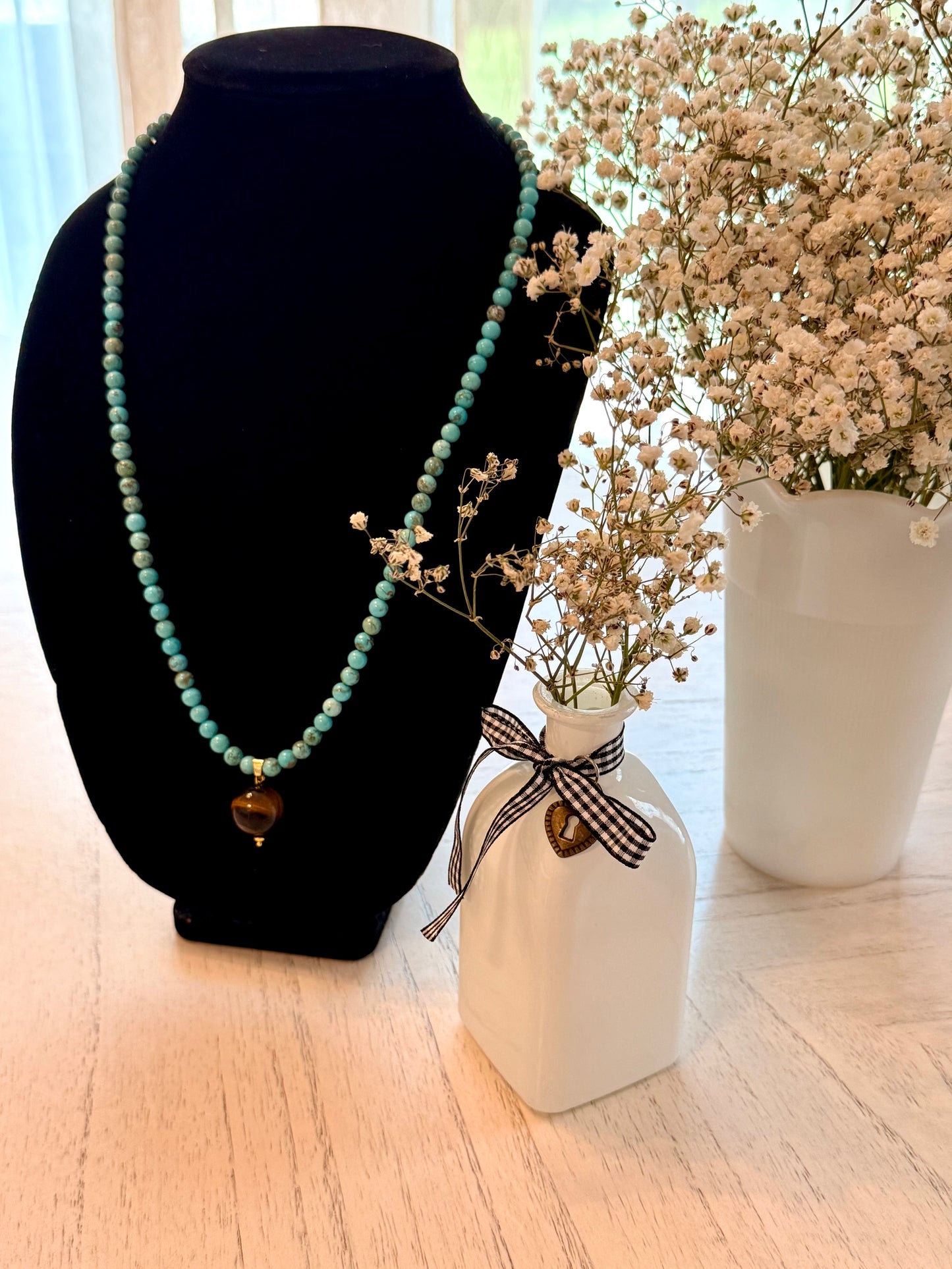 Turquoise - Tiger Eye 22-Inch Necklace