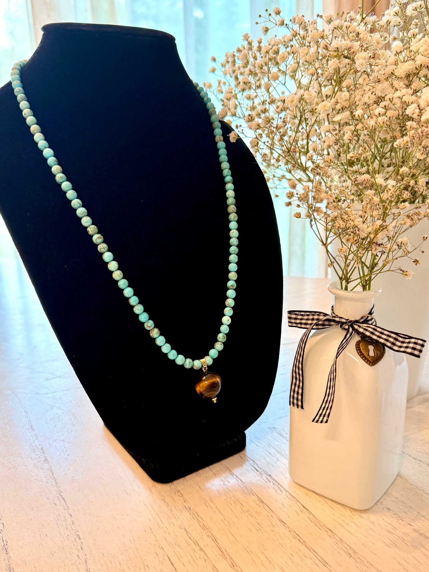Turquoise - Tiger Eye 22-Inch Necklace